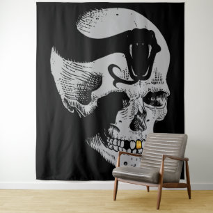 Tapiz Calavera gótica con serpiente