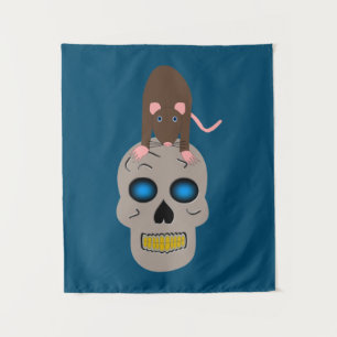Tapiz Calavera gótica y Rat Halloween