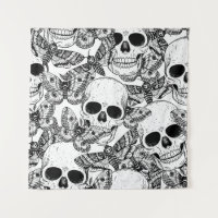 Calavera, mariposas: patrón de cosecha a mano