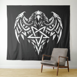 Tapiz Calavera Pentagrama Tribal de BurnsInhell