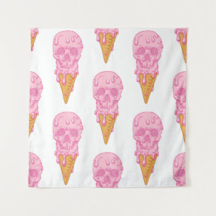 Tapiz Calavera rosa - helado. Retroceso de patrón sin fo