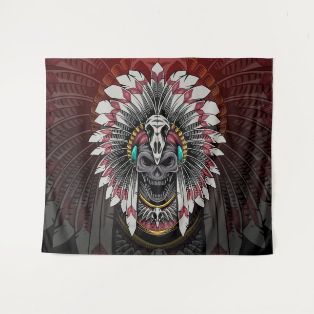 Tapiz Calavera tribal (Anverso (horizontal))
