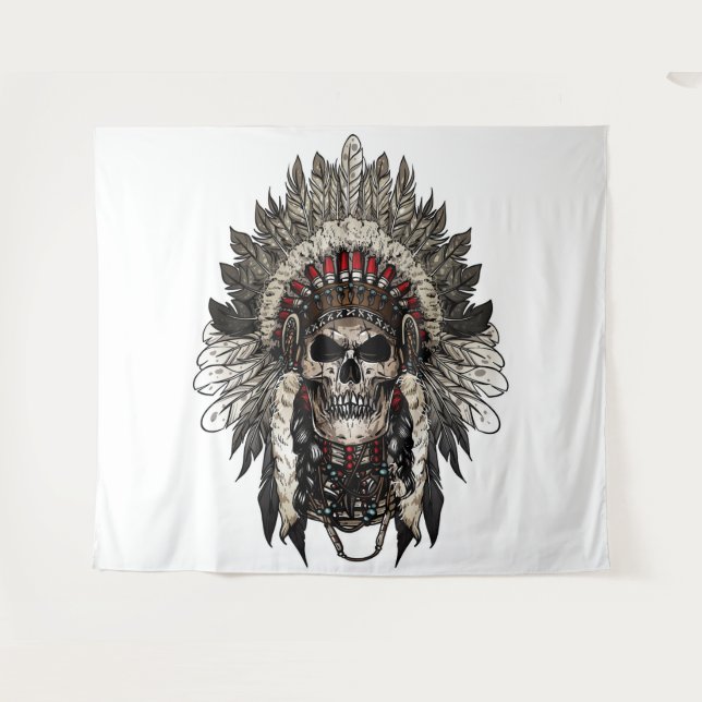 Tapiz Calavera tribal (Anverso (horizontal))