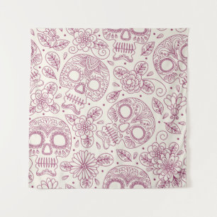 Tapiz Calavera y flores. Fondo Sin Maravillas. da mexica
