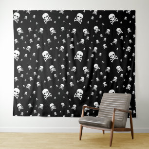 Tapiz Calaveras de piratas blancos de Littles sobre fond