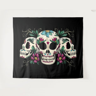 Tapiz Calaveras decorativas con flores