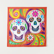 Calaveras Florales Abstractas Vívidas