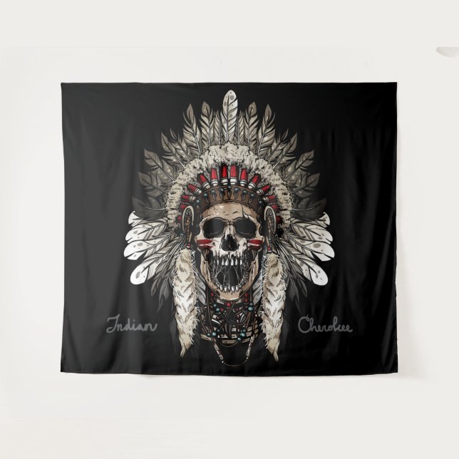 Tapiz Calavero tribal Cherokee (Anverso (horizontal))