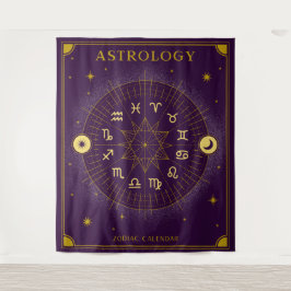 Tapiz Calendario Astrológico Zodiaco - Púrpura