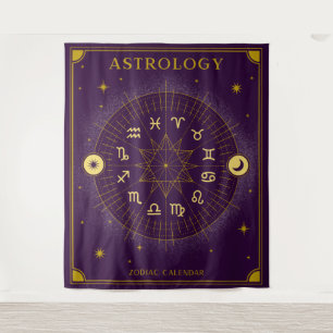 Tapiz Calendario Astrológico Zodiaco - Púrpura