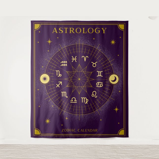 Tapiz Calendario Astrológico Zodiaco - Púrpura (Anverso)