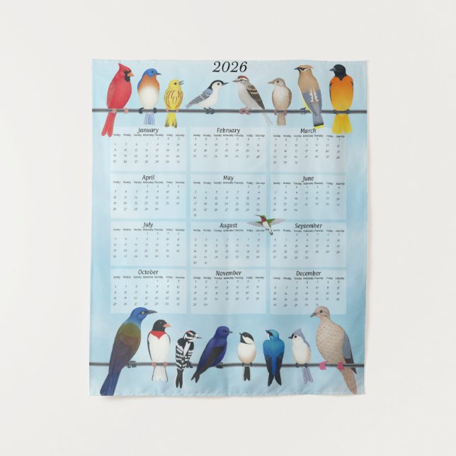 Tapiz Calendario de aves de corral 2026 (Anverso)
