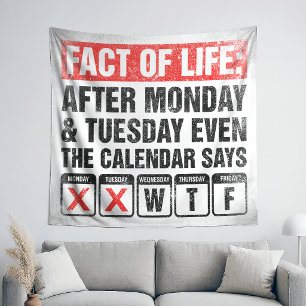 Tapiz Calendario de Hechos de la Vida Dice Humor WTF