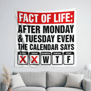 Tapiz Calendario de Hechos de la Vida Dice Humor WTF