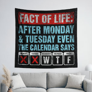 Tapiz Calendario de Hechos de la Vida Dice Humor WTF