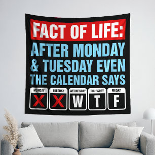 Tapiz Calendario de Hechos de la Vida Dice Humor WTF