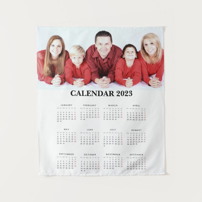 Tapiz Calendario de la familia personalizado Foto 2023 (Anverso)