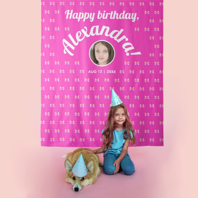 Tapiz Cálido Giro Pink Patrón de Bow Foto Bday Bienvenid (Subido por el creador)