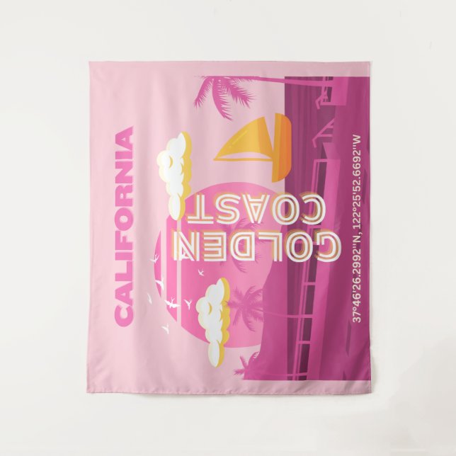 Tapiz California, Arte Viajero, Sofisticado, Rosa (Anverso)