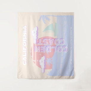 Tapiz California, Playa, Arte de Viaje, Preppy, Pastel