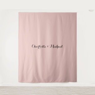 Tapiz Caligrafía de boda Rosa Dorada Elegante Nombre Pla