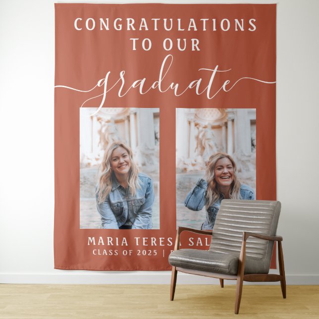 Tapiz Caligrafía de guión Dos Graduación de fotografías  (In situ)