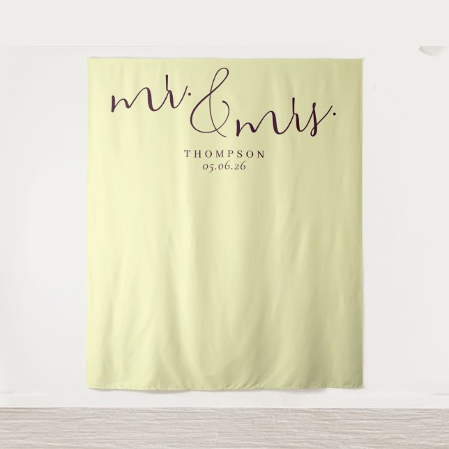 Tapiz Caligrafía Elegante Amarillo Pálido (Anverso)