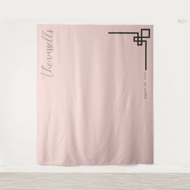 Tapiz Caligrafía geométrica rosa elegante (Anverso)