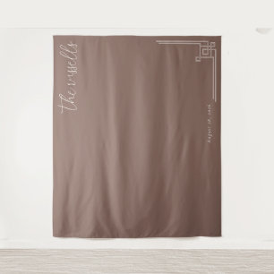 Tapiz Caligrafía Minimalista Marrón Elegante