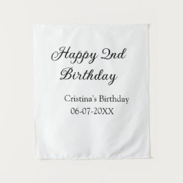 Tapiz caligrafía simple mínimo feliz segundo cumpleaños
