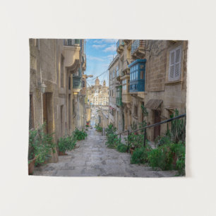 Tapiz Calle estrecha de piedra en Malta