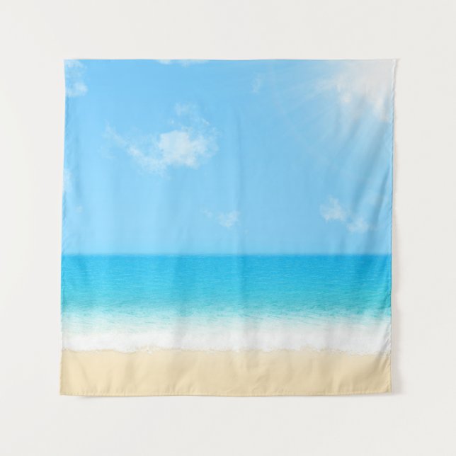 Tapiz Calm Ocean Beach Scene (Anverso)