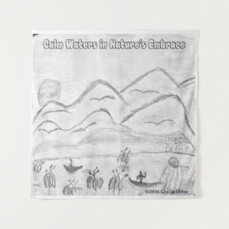 Tapiz 'Calm Waters in Nature's Embrace' Tapestry