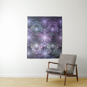 Tapiz Cama de flores arte fractal abstracto brillante de