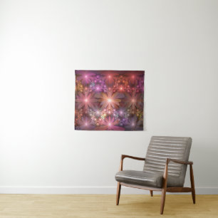 Tapiz Cama De Flores Colorido Brillante Arte Fractal Abs