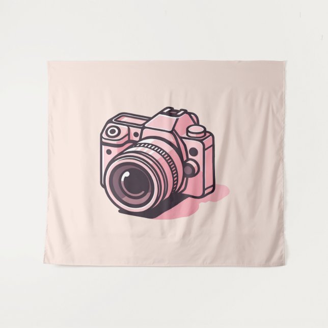 Tapiz Cámara réflex digital rosa de moda personalizada (Anverso (horizontal))