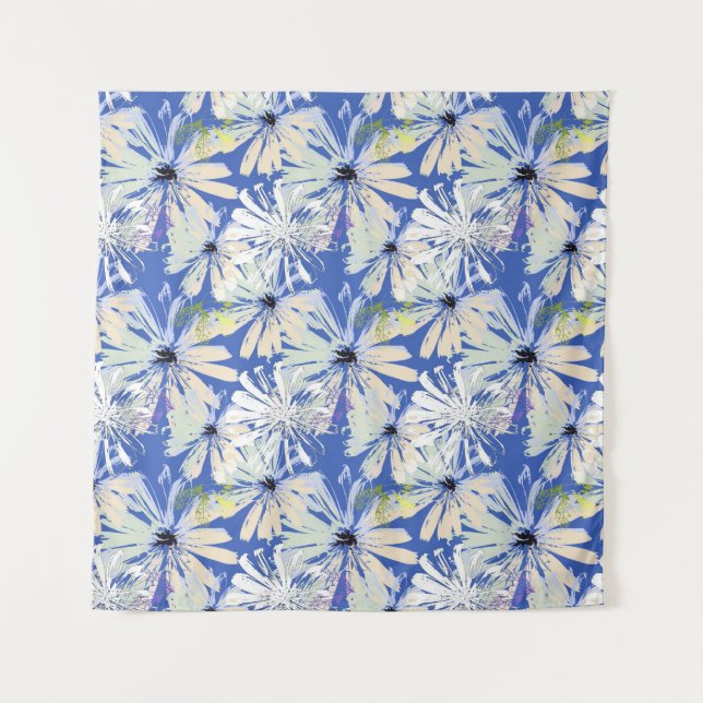 Tapiz Cámaras abstractas en un fondo azul. (Anverso)