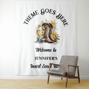 Tapiz Camarera occidental botas de vaquero girasol país 