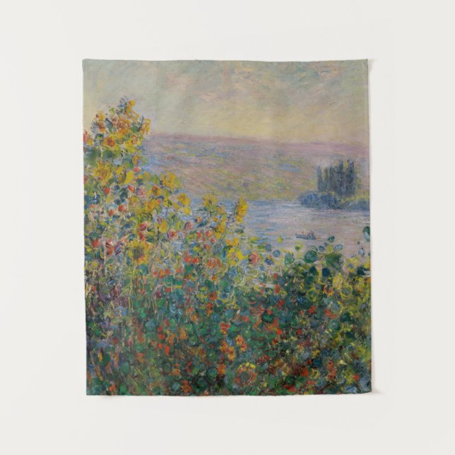 Tapiz Camas de flores de Monet antiguas en Vétheuil (Anverso)