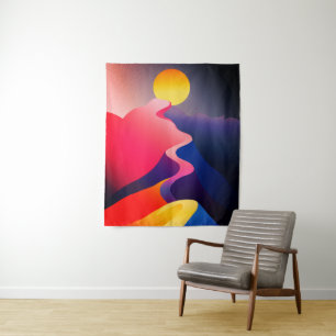Tapiz Camino al Sol – Vibrante Montaña Abstracta