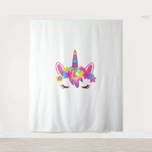 Tapiz Camisa de Cara de Unicornio con arcoiris
