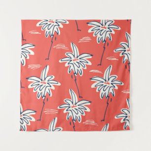 Tapiz Camisa de playa hawaiana, patrón de palma de doodl