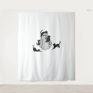 Tapiz Camiseta Clásica Camiseta Clásica de Ghost y Gatos