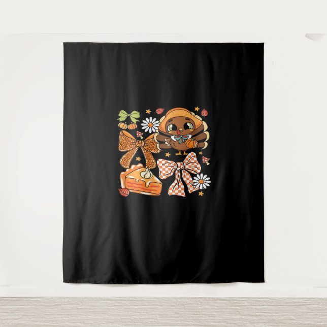 Tapiz Camiseta Clásica de Acción de Gracias Turquía Coqu (Anverso)