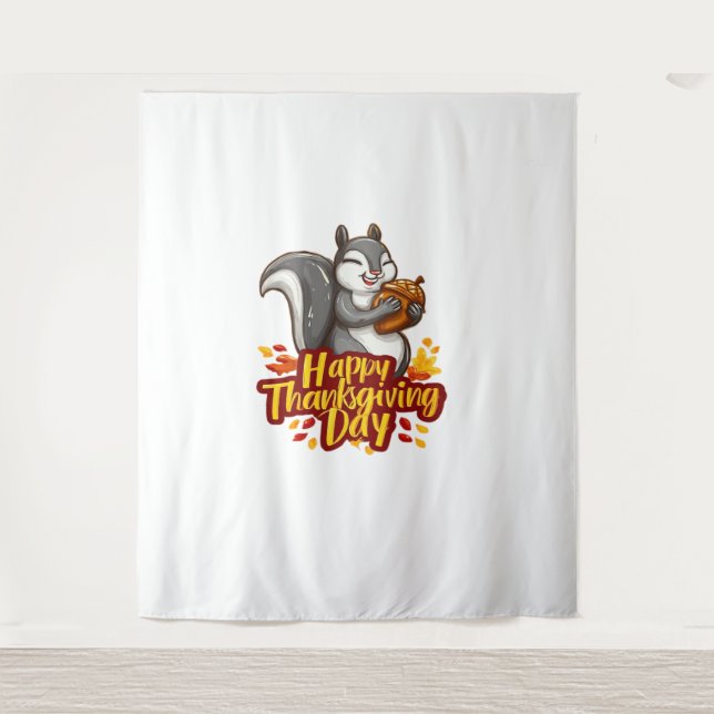 Tapiz Camiseta Clásica de la ardilla de Acción de Gracia (Anverso)