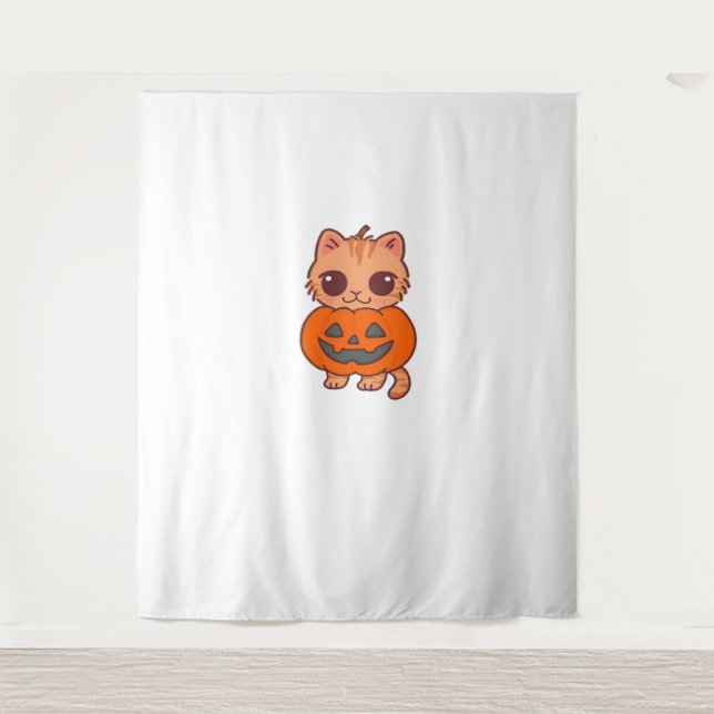 Tapiz Camiseta Cute Halloween Cat T-Shirt - Dos gatos Ka (Anverso)
