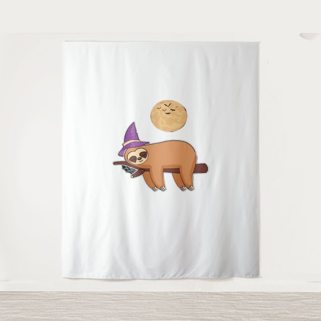 Tapiz Camiseta Premium Halloween Witch Sloth (Anverso)