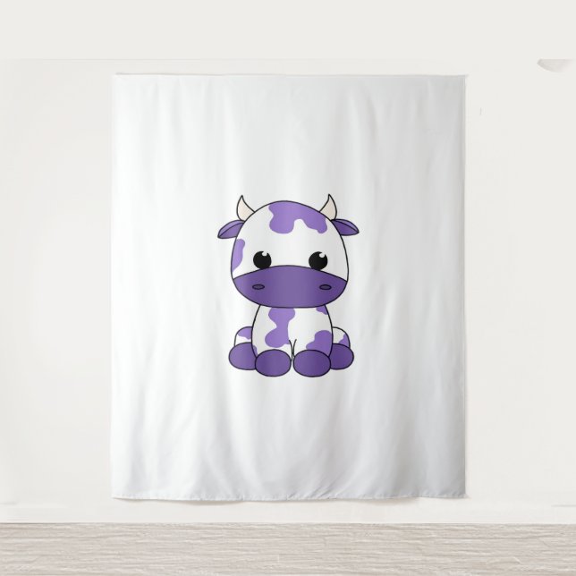 Tapiz Camiseta sobredimensionada de vaca morada_1 (Anverso)