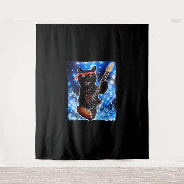 Tapiz Camisetas de rock de guitarra para gato camisetas  (Anverso)