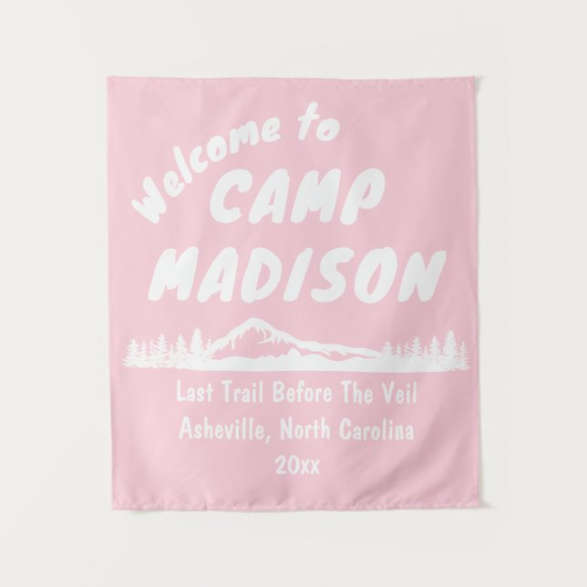 Tapiz Camp Bridal Shower Bach Mountain Light Prop Rosa (Anverso)